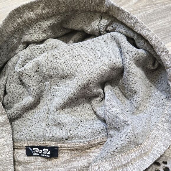 Miss Me Woman's Size M Knit Crochet Embroidered Hoodie Sweater Drawstring - Picture 5 of 9
